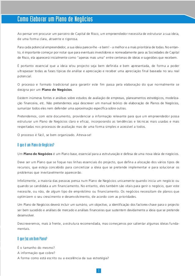 Como elaborar um plano de negocios simplificado