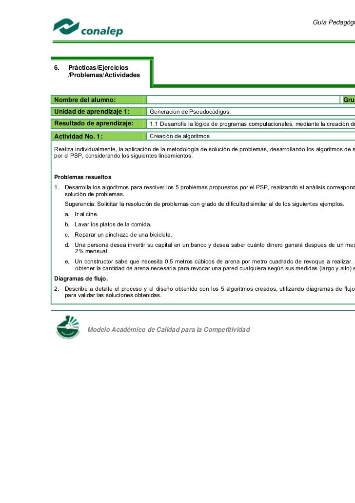 Resolucion De Problemas Conalep GUIA PEDAGOGICA DE RESOLUCION DE PROBLEMAS CONALEP PDF