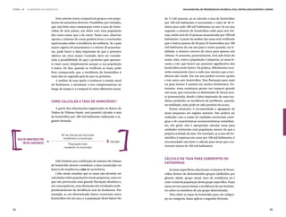 ETAPA 4 l    ELABORAÇÃO DO DIAGNÓSTICO                                                                   Guia Municipal de Prevenção da Violência Letal contra Adolescentes e Jovens



                                      Este método torna comparáveis grupos com popu-       de 11 mil pessoas, ao se calcular a taxa de homicídios
                                  lações de tamanhos diversos. Possibilita, por exemplo,   por 100 mil habitantes é encontrado o valor de 46 ví-
                                  que seja feita uma comparação entre a taxa de homi-      timas para cada 100 mil habitantes ao ano. Se no ano
                                  cídios de dois países, um deles com uma população        seguinte o número de homicídios subir para seis víti-
                                  dez vezes maior que a do outro. Neste caso, observar     mas, então será de 55 pessoas assassinadas por 100 mil
                                  apenas o número de casos poderia levar a conclusões      habitantes. A partir da análise das taxas será verificado
                                  equivocadas sobre a incidência da violência. Se o país   que o bairro passou de 46 para 55 homicídios por 100
                                  maior registra 50 assassinatos e o menor 20 assassina-   mil habitantes de um ano para o outro quando, na re-
                                  tos, pode haver a falsa impressão de que o primeiro      alidade, o número cresceu de cinco para apenas seis
                                  oferece um risco maior. Contudo, deve ser conside-       vítimas. O aumento, possivelmente, terá sido fruto do
                                  rada a possibilidade de que o primeiro país apresen-     acaso, mas, como a população é pequena, as taxas le-
                                  te mais casos simplesmente porque a sua população        varão a crer que houve um aumento significativo dos
                                  é maior. De fato, quando se verificam as taxas, pode     homicídios neste bairro. Na prática, dificilmente ocor-
                                  ficar comprovado que a incidência de homicídios é        rerão exatamente cinco a cada ano, mesmo que a inci-
                                  mais alta no segundo país do que no primeiro.            dência não mude. Em um ano podem ocorrer quatro
                                      A análise da taxa ajuda a conhecer o estado atual    e em outro sete homicídios. Esta flutuação para mais
                                  do fenômeno, a monitorar o seu comportamento ao          ou para menos é natural em muitos fenômenos. En-
                                  longo do tempo e a compará-lo entre diferentes áreas.    tretanto, estas mudanças geram um impacto grande
                                                                                           nas taxas, que crescerão ou diminuirão de forma mui-
                                                                                           to pronunciada, dando a falsa impressão de uma mu-
                                  Como calcular a taxa de homicídios?                      dança profunda na incidência do problema, quando,
                                                                                           na realidade, tudo pode ter sido produto do acaso.
                                     A partir das informações organizadas no Banco de          Nestas situações, é recomendada a agregação de
                                  Dados de Vítimas Fatais, será possível calcular a taxa   áreas pequenas em regiões maiores. Isto poderá ser
                                  de homicídios por 100 mil habitantes utilizando a se-    realizado com a união de unidades territoriais contí-
                                  guinte formula:                                          guas e de características socioeconômicas semelhan-
                                                                                           tes. Em geral, não é apropriado calcular taxas para
                                                                                           unidades territoriais com população menor do que a
                                         Nº de vítimas de homicídio
                                                                                           própria unidade da taxa. Por exemplo, se a taxa de ho-
                                          residentes no município                          micídios é expressa em casos por 100 mil habitantes, é
     taxa de homicídios por
         100 mil habitantes   =                                             X 100.000      recomendado não fazer o cálculo para áreas que con-
                                               População total
                                           residente no município                          tiverem menos de 100 mil habitantes.



                                                                                           Cálculo da taxa para subgrupos ou
                                     Vale lembrar que a definição do número de vítimas
                                                                                           categorias
                                  de homicídio deverá considerar a área (município ou
                                  bairro) de residência e não de ocorrência.                  As taxas específicas relacionam o número de homi-
                                     Cabe ainda ressaltar que as taxas não deverão ser     cídios dentro de determinados grupos (definidos por
                                  calculadas sobre populações muito pequenas, uma vez      gênero, idade, grupo racial, área de residência etc.)
                                  que isto provocaria uma grande flutuação aleatória e,    com o total da população deste grupo específico. Estas
                                  em consequência, uma distorção dos resultados inde-      taxas servem para estimar a incidência de um fenôme-
                                  pendentemente da incidência real do fenômeno. Por        no sobre os membros de um grupo determinado.
                                  exemplo, se em determinado bairro ocorreram cinco            Para obter as taxas de homicídio para um subgru-
                                  homicídios em um ano, e a população deste bairro for     po ou categoria, basta aplicar a seguinte fórmula:


84                                                                                                                                                                               85
 