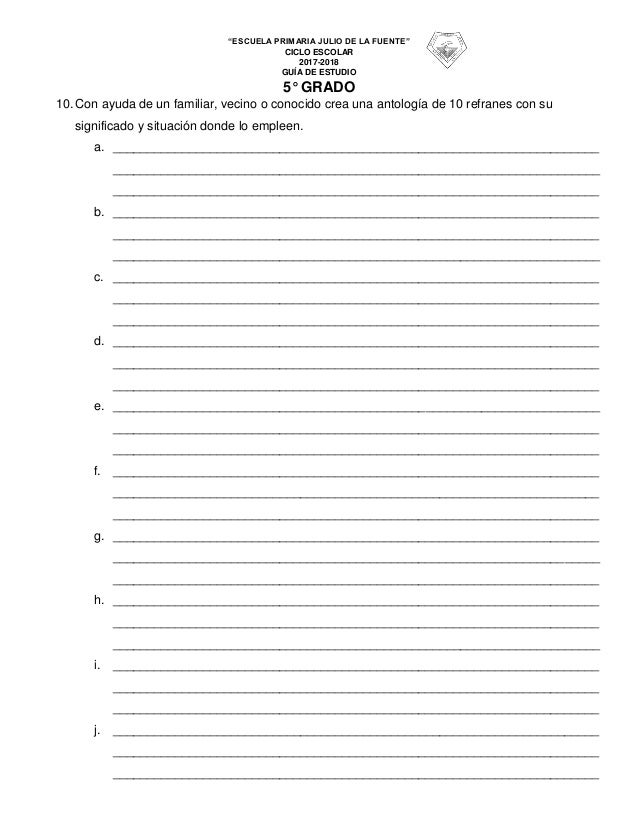 Guia Para Quinto Grado