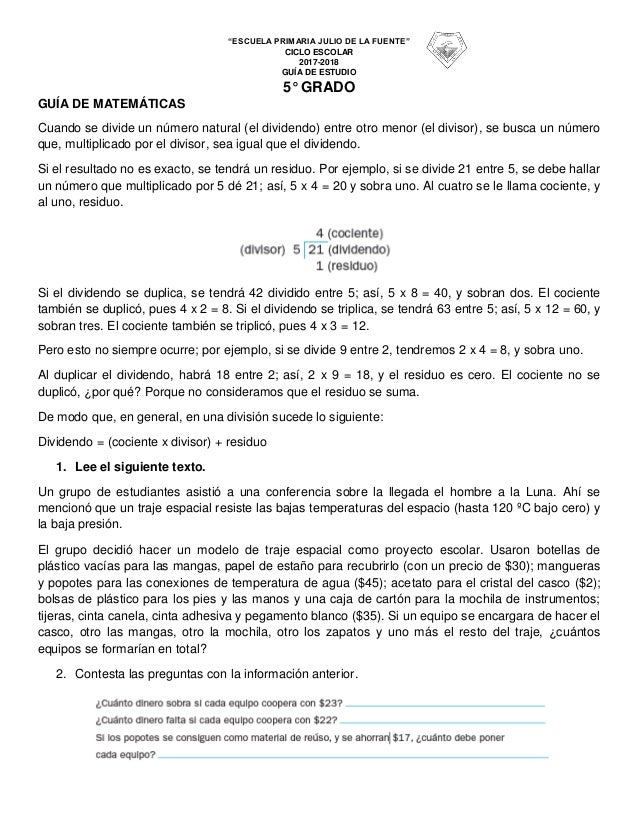 Guia Para Quinto Grado