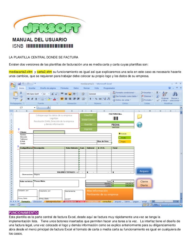 formato de factura en excel