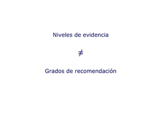 Niveles de evidencia Grados de recomendación ≠ 