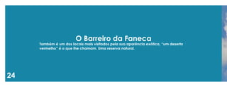 24 
O Barreiro da Faneca 
Também é um dos locais mais visitados pela sua aparência exótica, “um deserto vermelho” é o que lhe chamam. Uma reserva natural.  