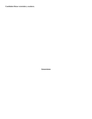 Cantidades físicas vectoriales y escalares.

Conversiones

 