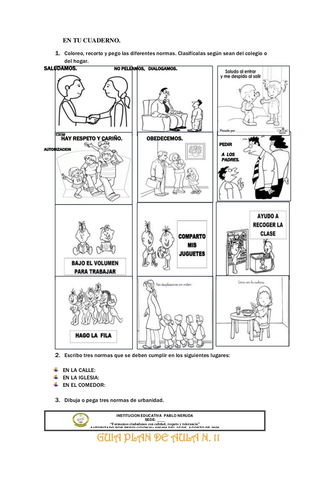 Guias de ciencias sociales. grado primero.