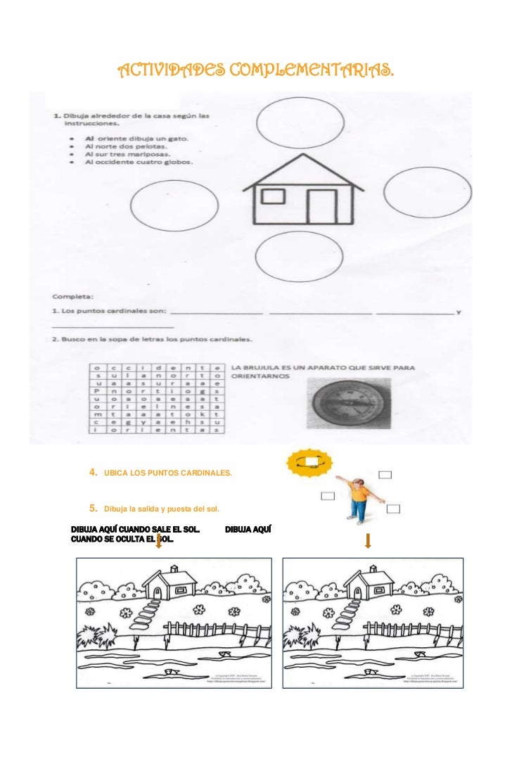 Resultado de imagen para actividades para trabajar los puntos cardinales en segundo grado