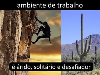 ambiente de trabalho




é árido, solitário e desafiador
 
