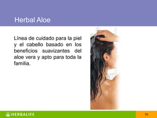 Herbal Aloe

Línea de cuidado para la piel
y el cabello basado en los
beneficios suavizantes del
aloe vera y apto para toda la
familia.




                                70
 