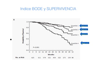 Indice BODE y SUPERVIVENCIA



                                      Bode 0-2

                                      Bode 3-4


                                      Bode 5-6



• BVN
                                      Bode >=7
 