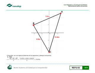 Guía Pedagógica y de Evaluación del Módulo:
Representación gráfica de funciones

Compruebe con una regla las distancias de los segmentos y obtenga conclusiones.
c) Área

̅̅̅̅

̅̅̅̅

̅̅̅̅

Modelo Académico de Calidad para la Competitividad

REFU-03

34/78

 