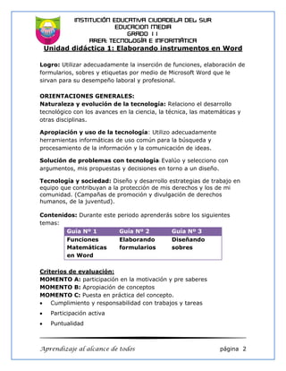 Guia tecnología e informática primer periodo | PDF