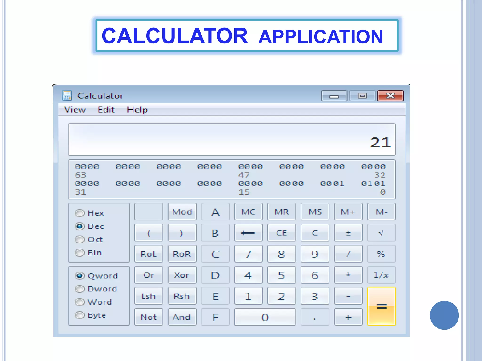 CALCULATOR APPLICATION

 