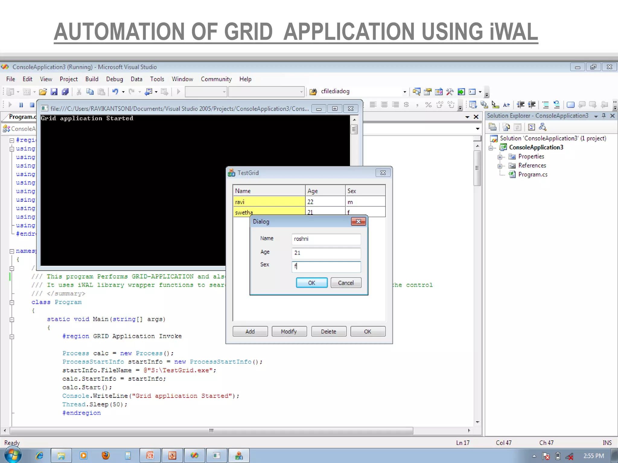 AUTOMATION OF GRID APPLICATION USING iWAL

 