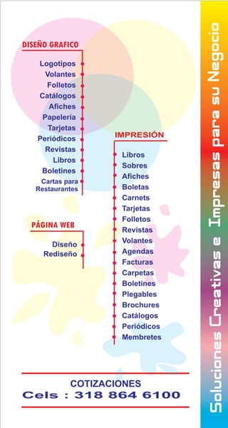 IMPRESIÓN




  Cartas para
 Restaurantes




      COTIZACIONES
Cels : 318 864 6100
 