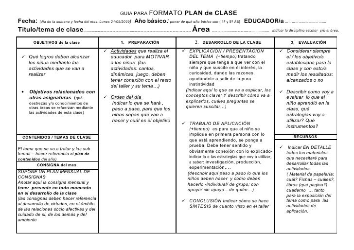 formato de planeacion de clases