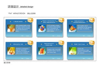 详细设计       detailed design


  “PM”MENUE DESIGN   弹出式菜单




提示菜单
 