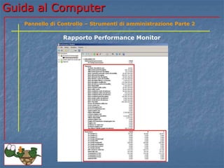 Guida al Computer
Rapporto Performance Monitor
Pannello di Controllo – Strumenti di amministrazione Parte 2
 