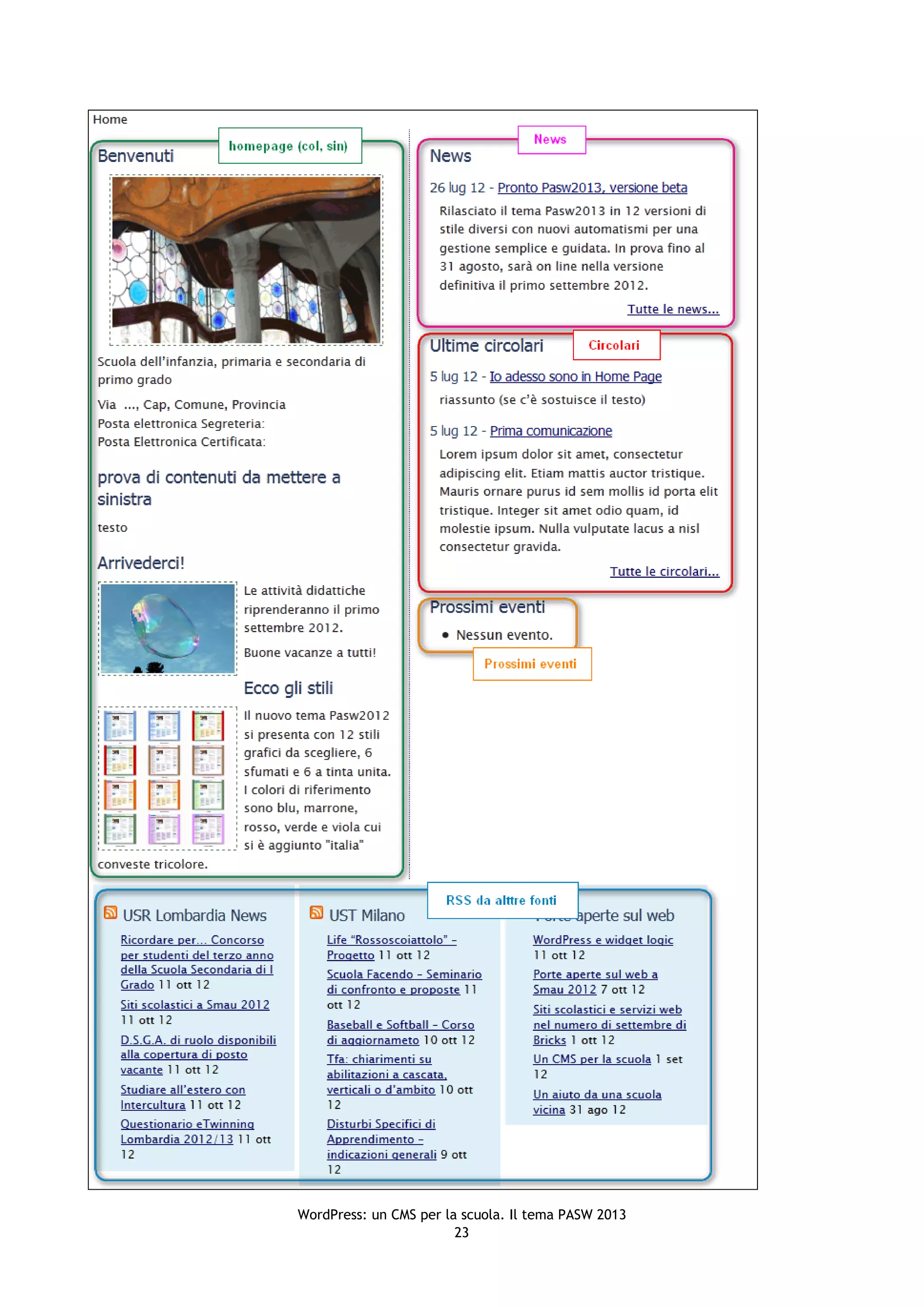 WordPress: un CMS per la scuola. Il tema PASW 2013
                        23
 