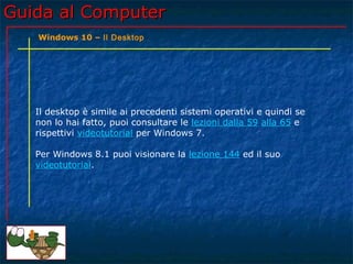 Guida al Computer - Lezione 173 - Windows 10 – Il Desktop | PPT
