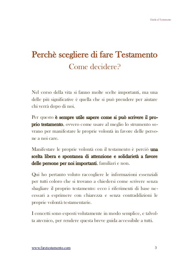 esempi di come scrivere un testamento