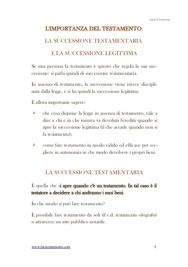 fac simile di testamento