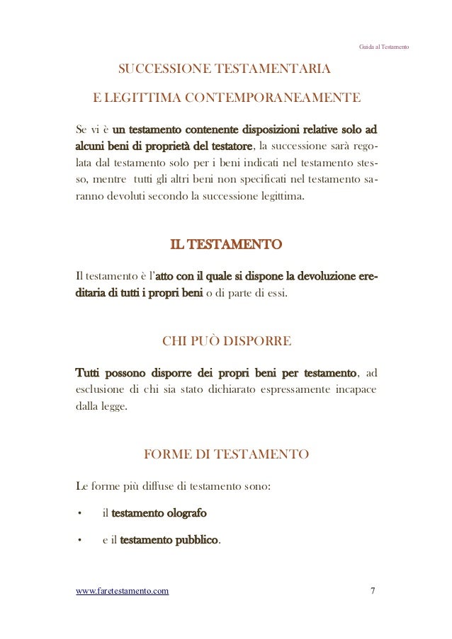 fac simile di testamento