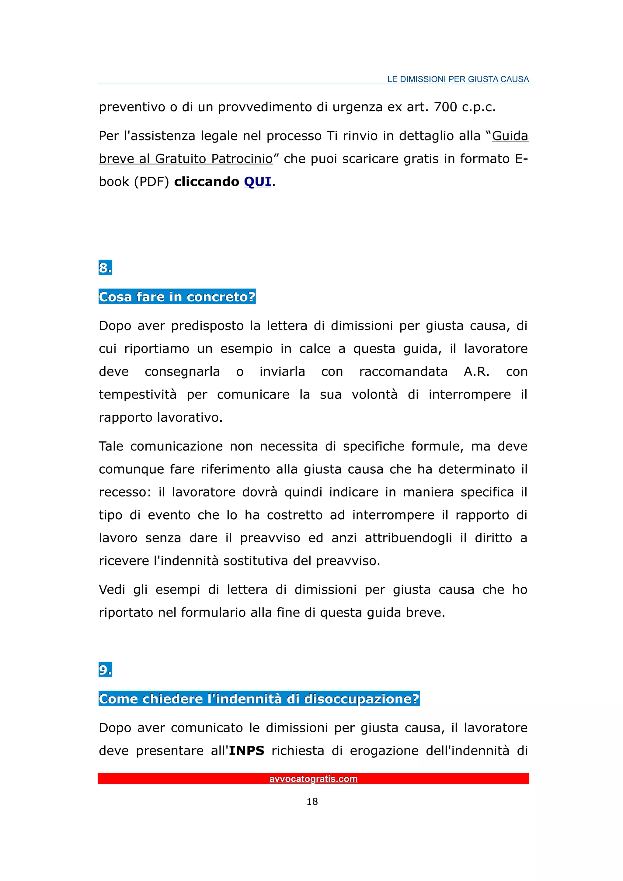 Guida Breve alle DIMISSIONI PER GIUSTA CAUSA con il gratuito ...
