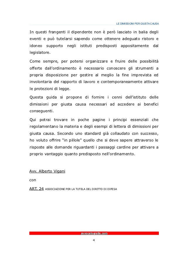 Lettera di licenziamento da parte del lavoratore