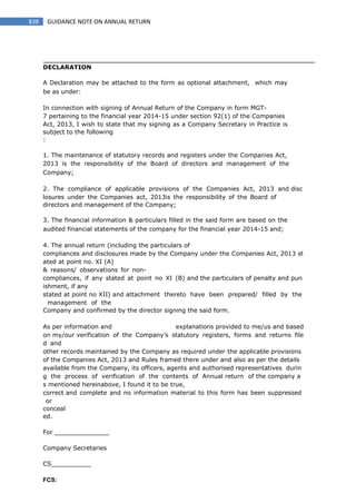 Guidance note-on-annual-return companies act 2013 | PDF