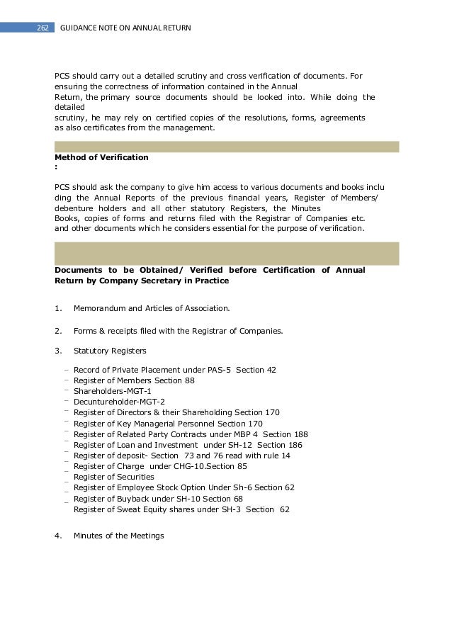 guidance note on annual return companies act 2013 form 966 certified copy of resolution