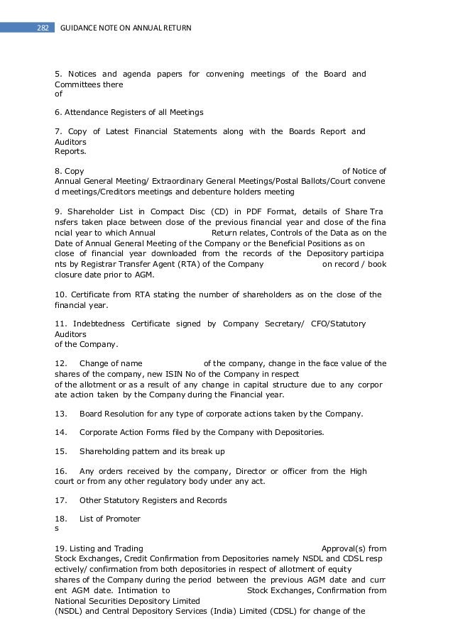 guidance note on annual return companies act 2013 form 966 certified copy of resolution