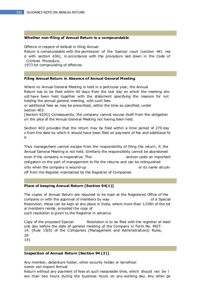 guidance note on annual return companies act 2013 form 966 certified copy of resolution