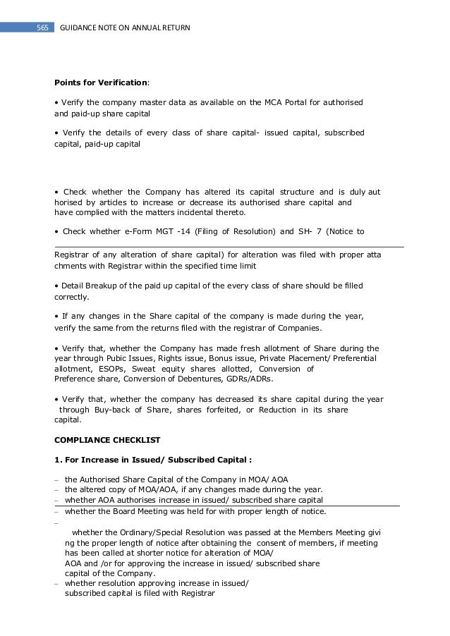 guidance note on annual return companies act 2013 form 966 certified copy of resolution