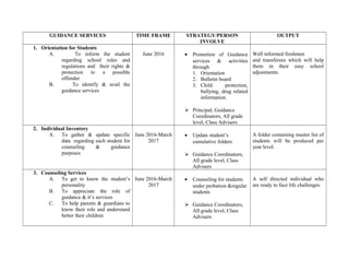 Guidance action plan | DOC