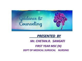 PRESENTED BY
Mr. CHETAN.R. SANGATI
FIRST YEAR MSC (N)
DEPT OF MEDICAL SURGICAL NURSING
 