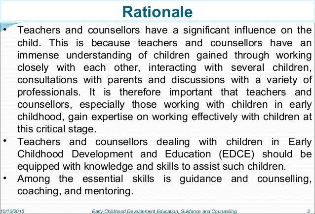 Guidance And Counselling Early Childhood Development Education