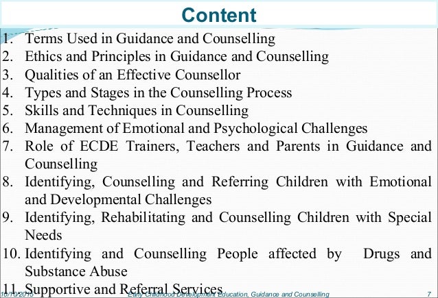 Guidance And Counselling Early Childhood Development Education