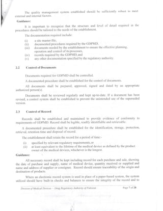 Guidance document on GDPMD and Site Master File from DRAP