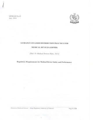 Guidance document on GDPMD and Site Master File from DRAP