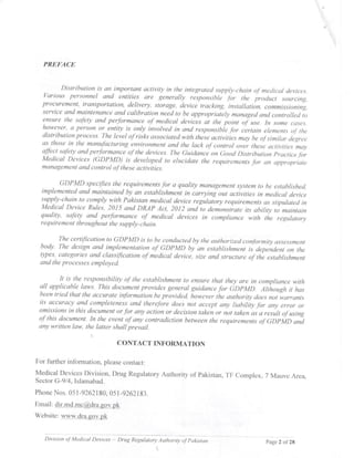 Guidance document on GDPMD and Site Master File from DRAP