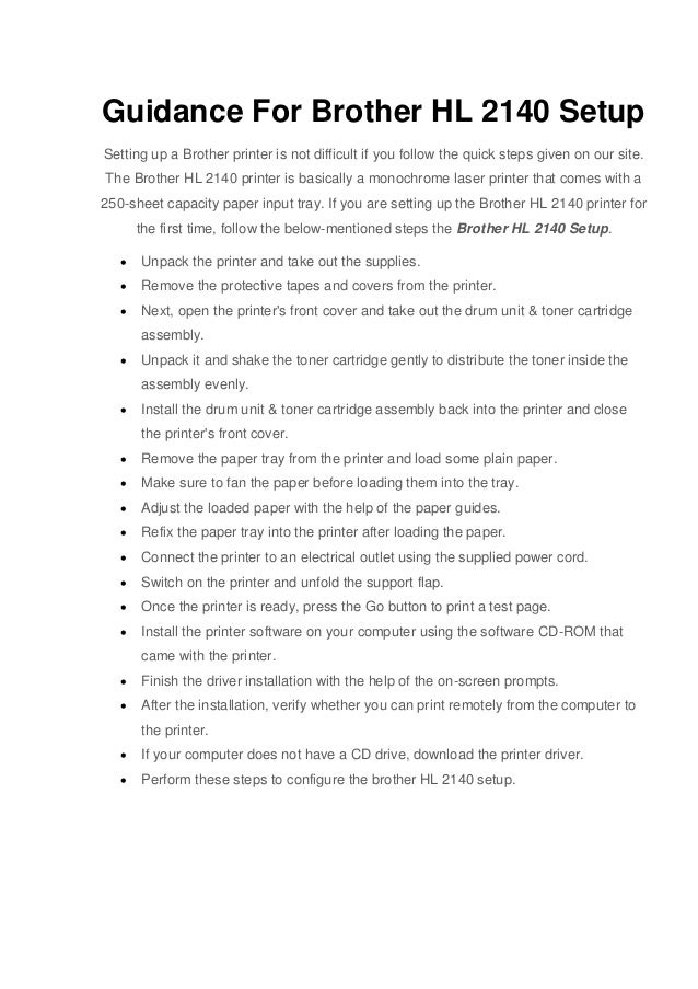 Complete Guidance For Brother HL 2140 Setup PrinterDriver