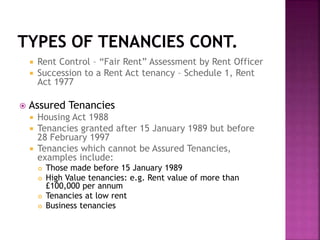 Tenancy Type Examples Guidance for residential landlords and tenants | PPTX