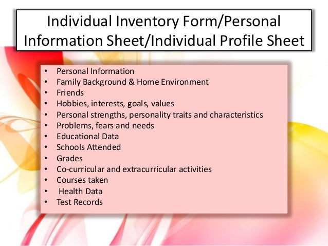 personal inventories