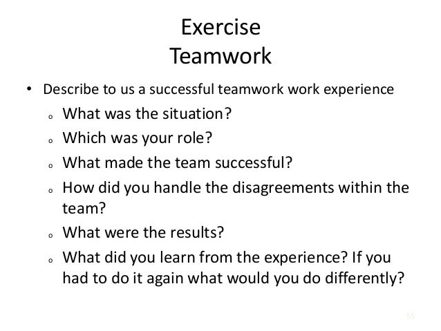 describe teamwork experience