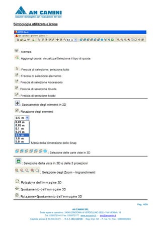 Pag. 4/26
AN CAMINI SRL
Sede legale e operativa : 24049 ZINGONIA di VERDELLINO (BG) - VIA VIENNA, 16
Tel. 035/872144 / Fax. 035/872177 www.ancamini.it - anc@ancamini.it
Capitale sociale € 50.000,00 I.V. - R.E.A. BG 344148 - Reg. Impr. MI. – P. Iva / C. Fisc. 03888950965
Simbologia utilizzata e icone
 