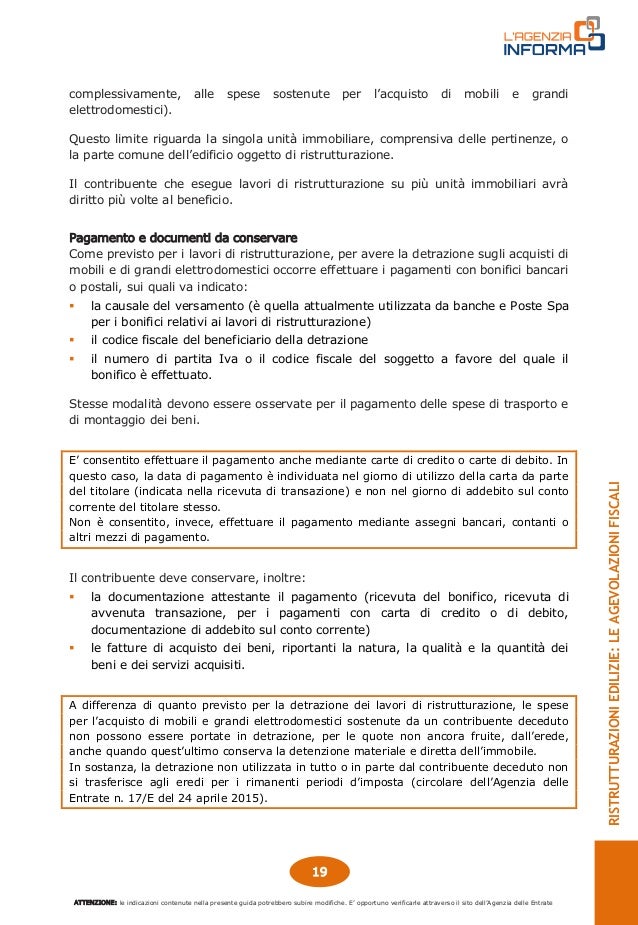 Agenzia delle entrate, guida 2016 ristrutturazioni edilizie Bonifico lavori di ristrutturazione