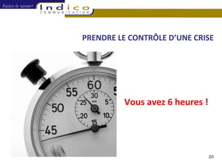 PRENDRE LE CONTRÔLE D’UNE CRISE Vous avez 6 heures ! 