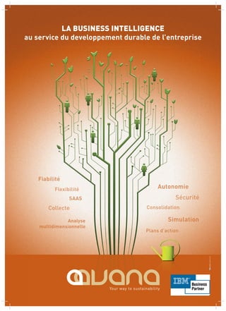 LA BUSINESS INTELLIGENCE
au service du developpement durable de l’entreprise




    Fiabilité
          Flexibilité                  Autonomie
                                             m
                SAAS                          Sécurité
                                                    t
        Collecte
          l                        Consolidation
                                          d

               Analyse                     Simulation
    multidimensionnelle
                                  Plans d’action
                                          a
 