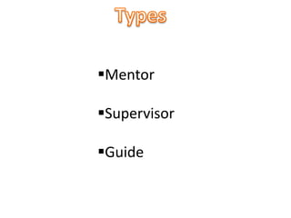 Mentor
Supervisor
Guide
 